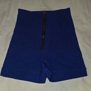Elegant Navy Women's Shorts with Front Zipper